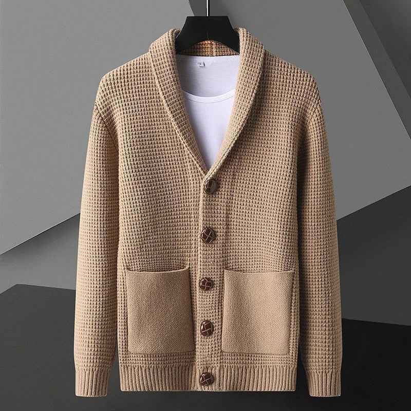 Men's Regular Fit Shawl Collar Cardigan - Button Front Design
