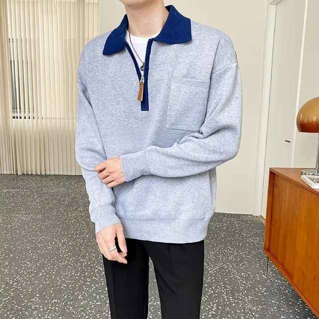 Men's Knitted Polo Sweater