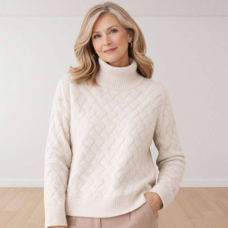 Maglione Collo Alto con Motivo Geometrico e Maniche Lunghe | Ideale per la Stagione Invernale