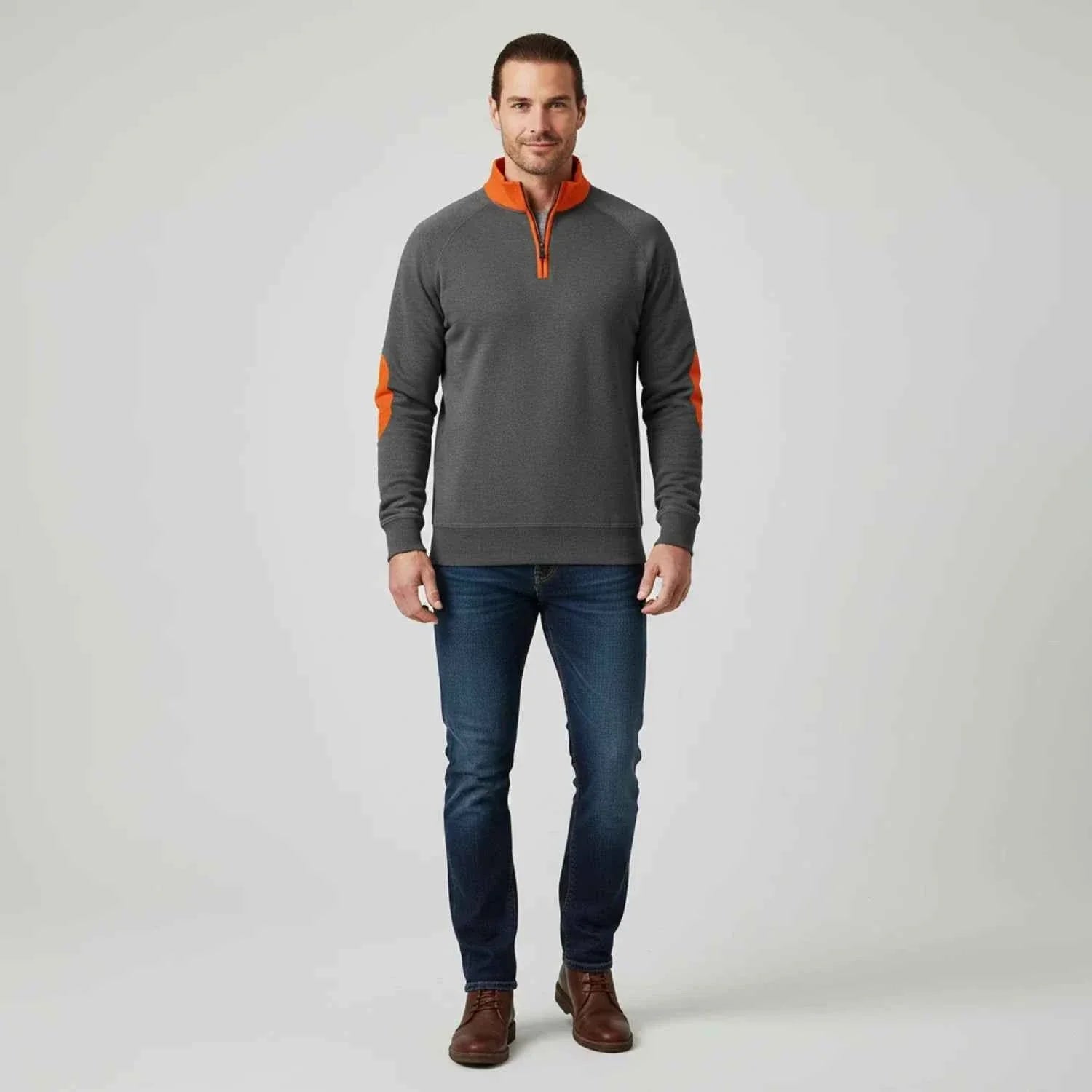Men's Quarter Zip Elbow Patch Sweater