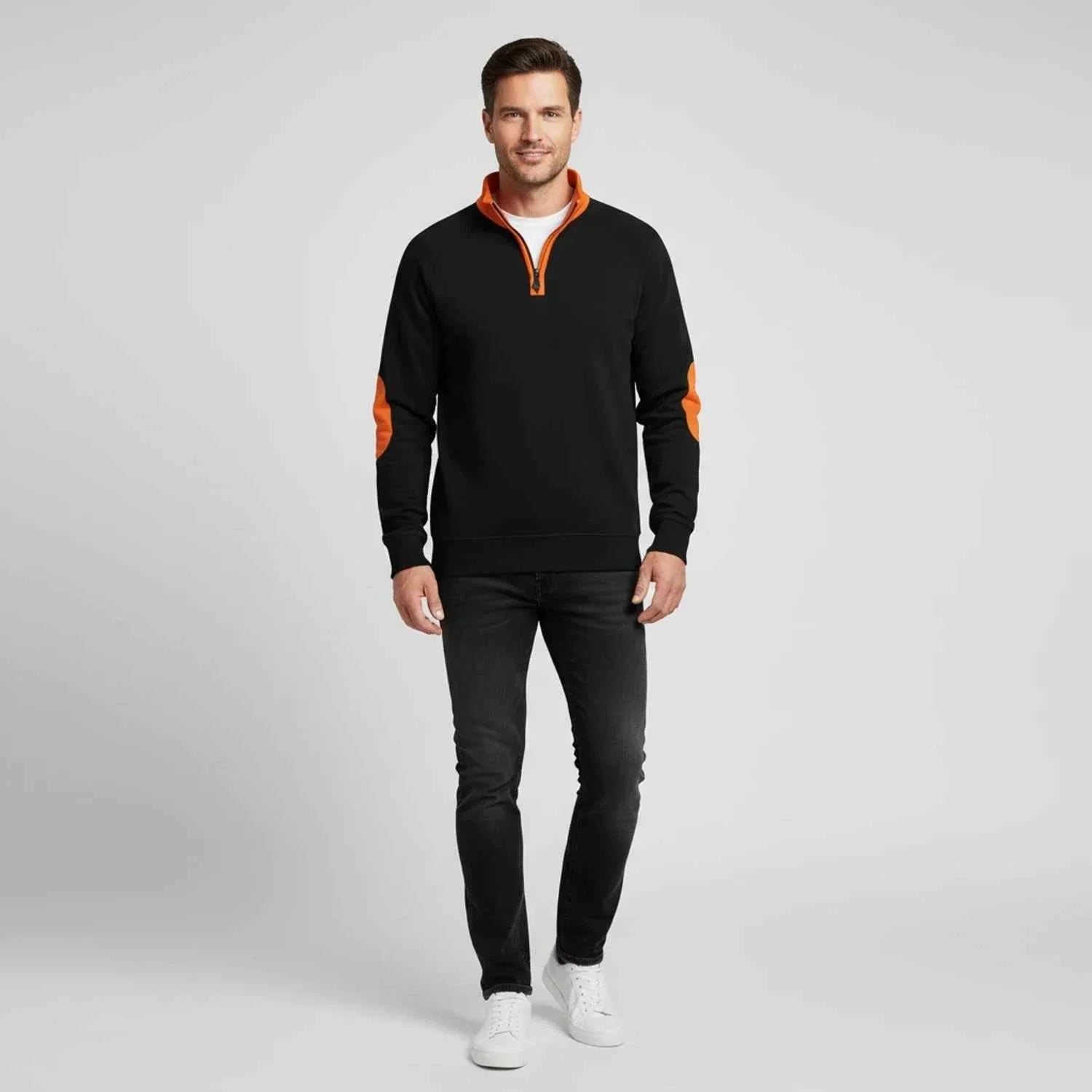 Men's Quarter Zip Elbow Patch Sweater