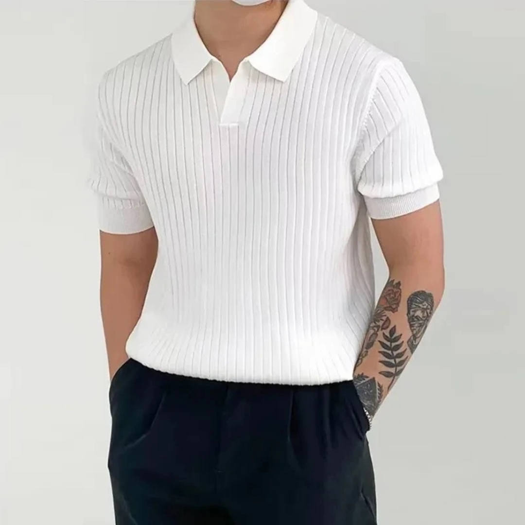 Men's Elegant Ribbed Polo Shirt