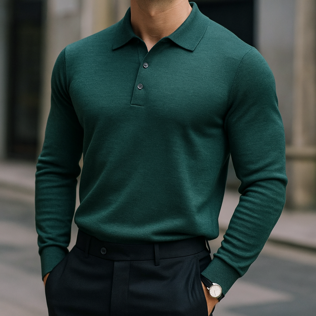 Merino Wool Polo Shirt for Men