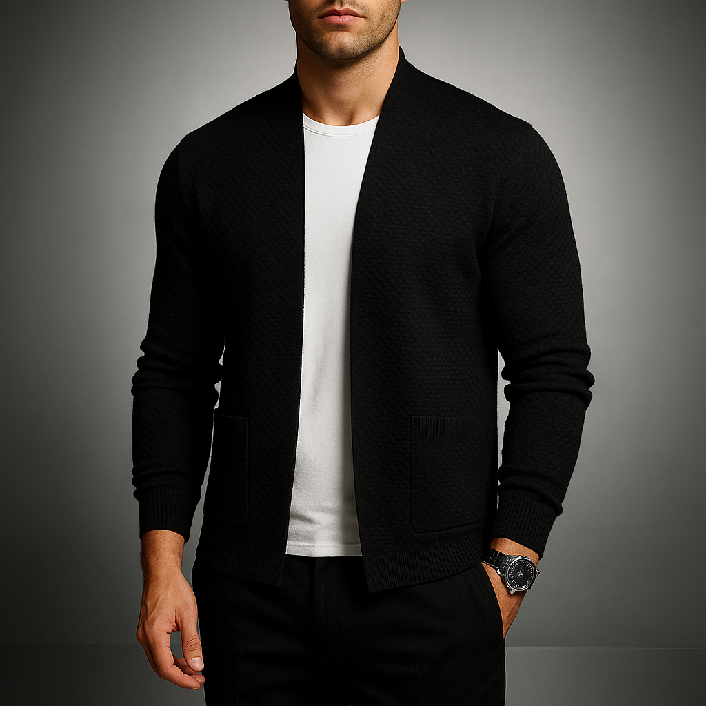 Men's Waffle-Knit Cardigan in Manchester Style