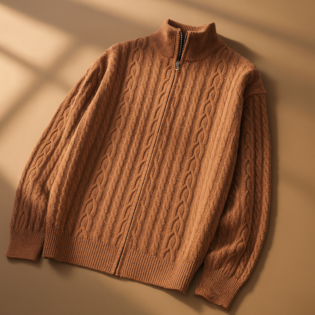 Men's Cable-Knit Zip Cardigan