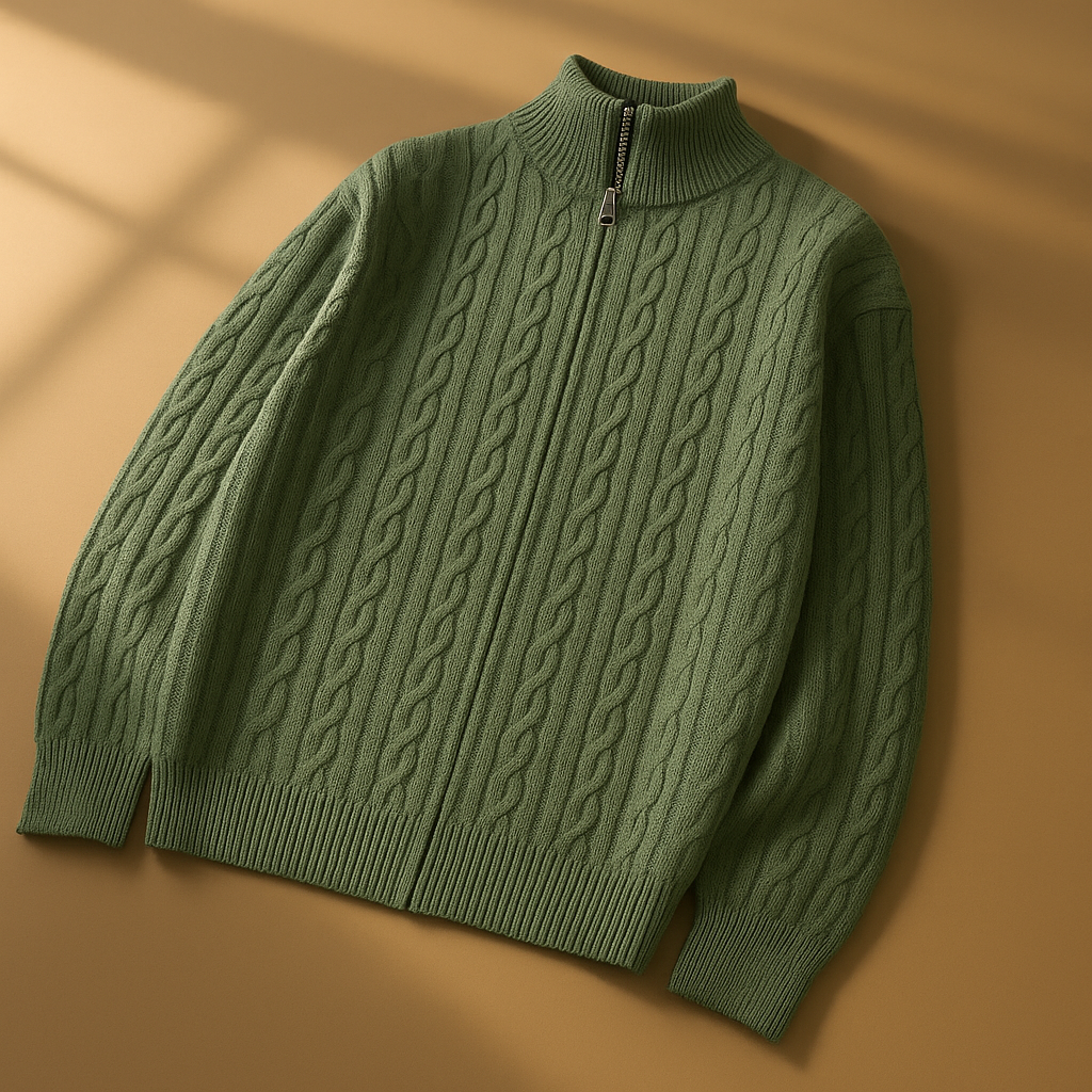 Men's Cable-Knit Zip Cardigan