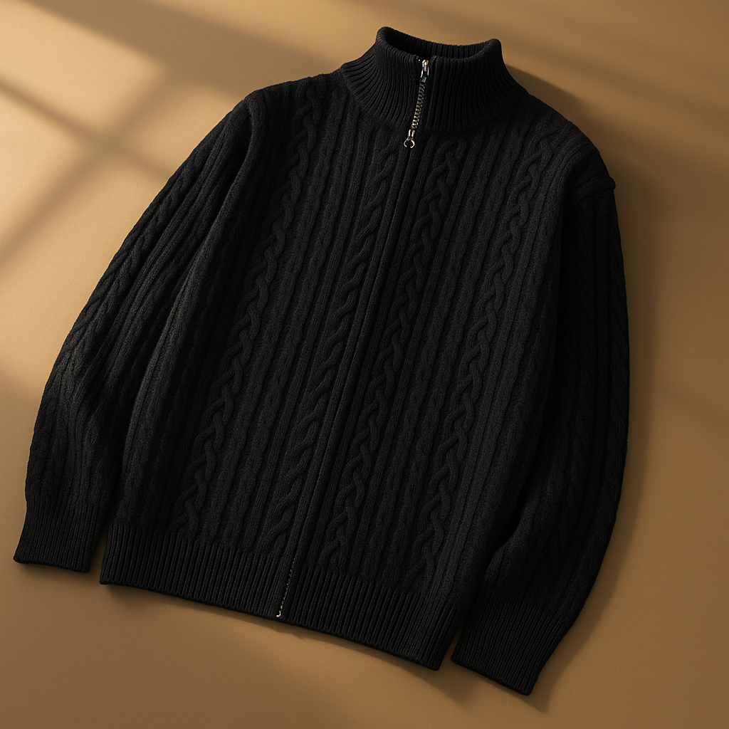 Men's Cable-Knit Zip Cardigan