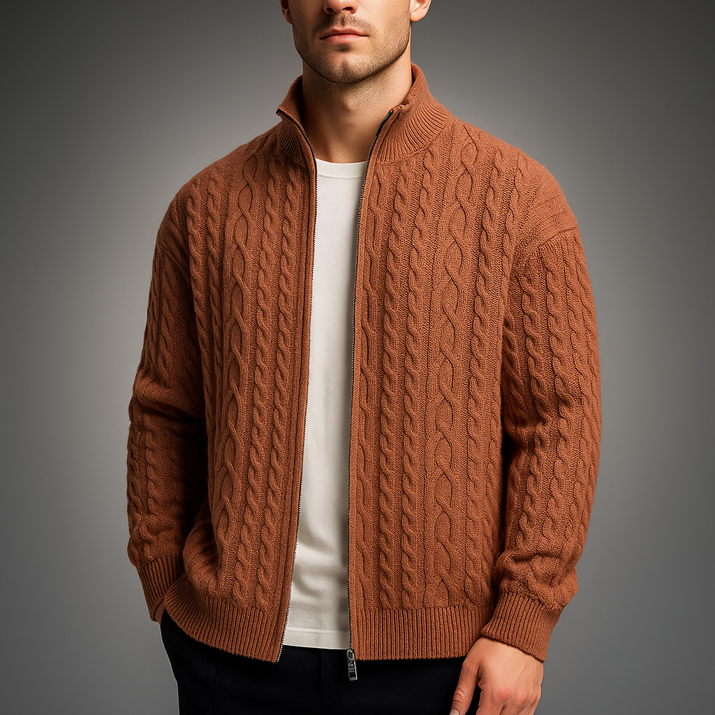 Men's Cable-Knit Zip Cardigan