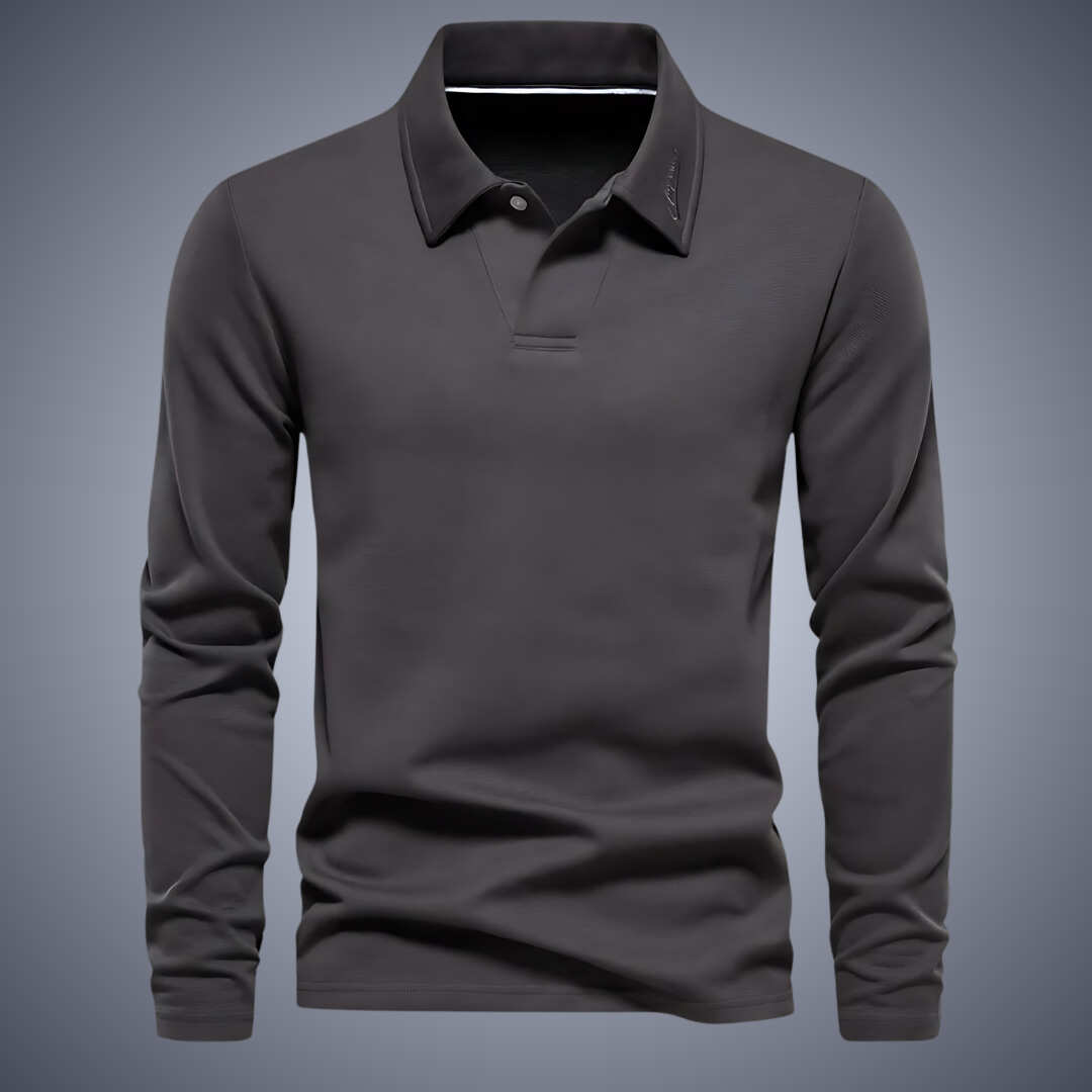 Men's Long Sleeve Polo Shirt - Classic Collar - Comfortable Regular Fit