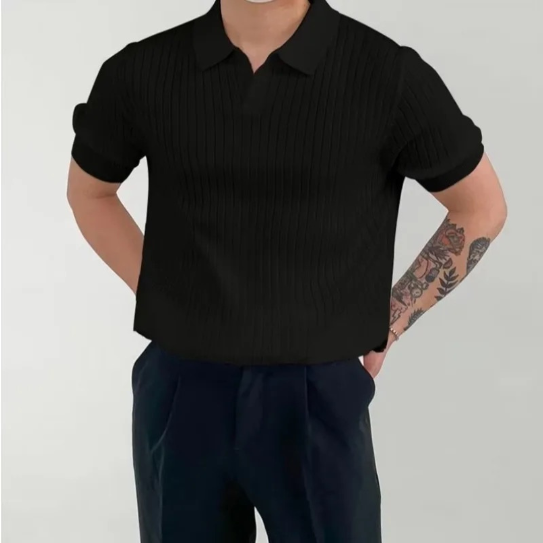 Men's Elegant Ribbed Polo Shirt
