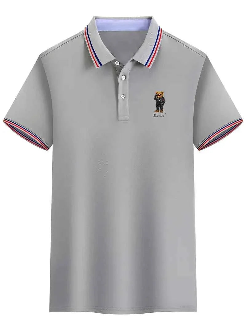 Men's Bear Print Polo - Comfort & Luxury