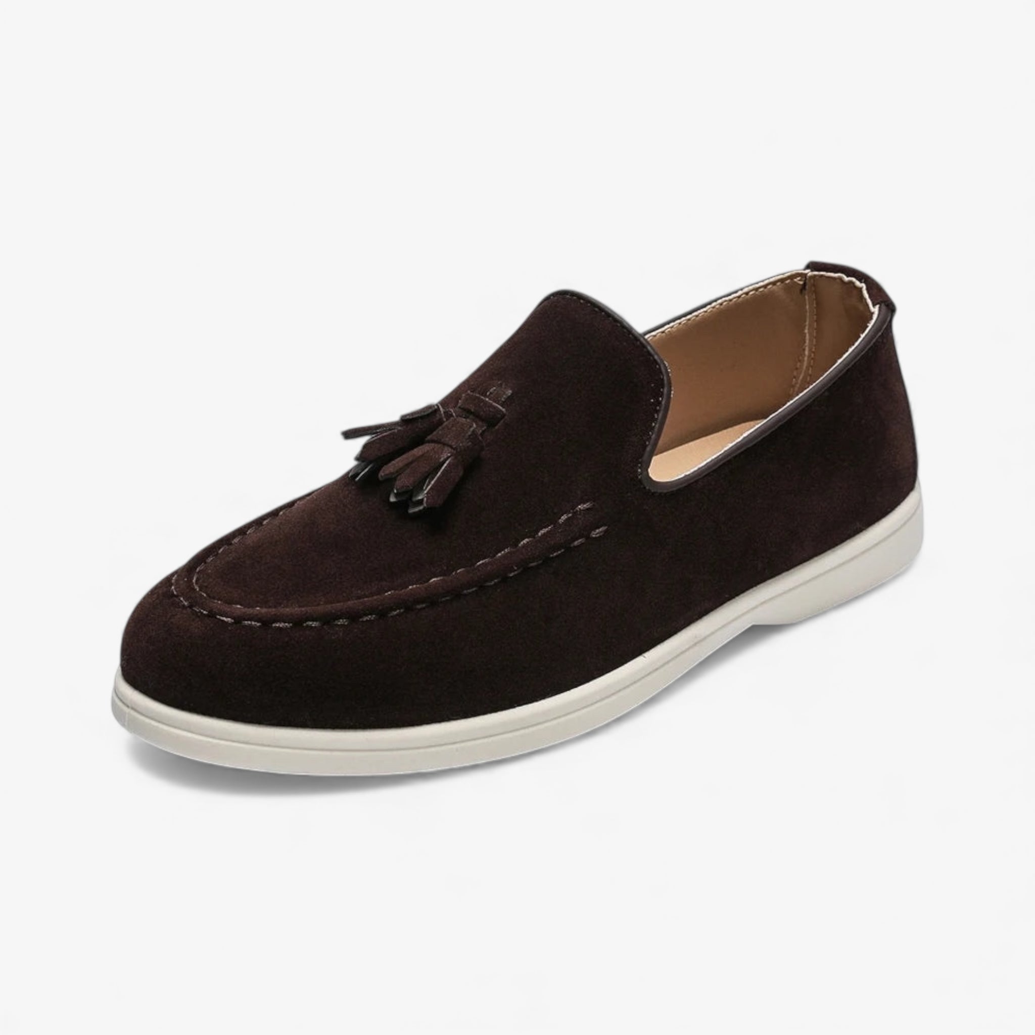 Tasseled suede driving moccasin loafer