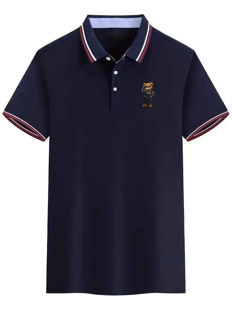 Men's Bear Print Polo - Comfort & Luxury