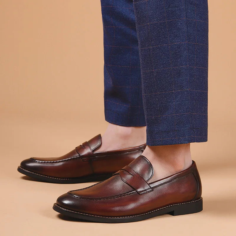 Genuine leather business dress loafer