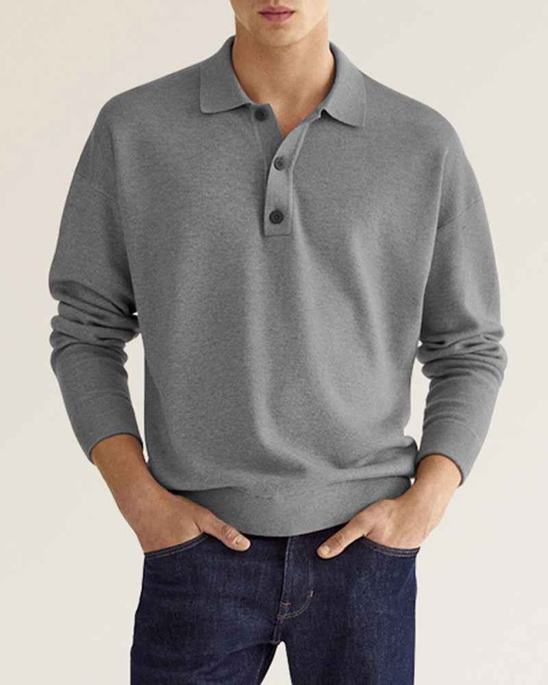 Men's Long Sleeve Polo Shirt - Relaxed Fit - Breathable Cotton Blend