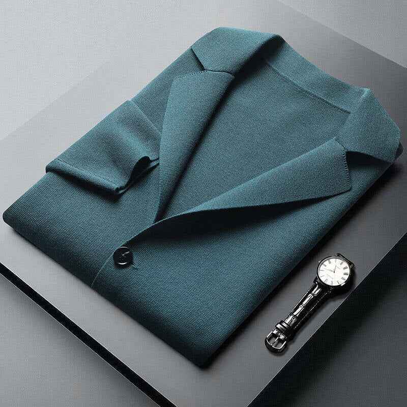 Men's Fold-Over Collar Cotton Cardigan