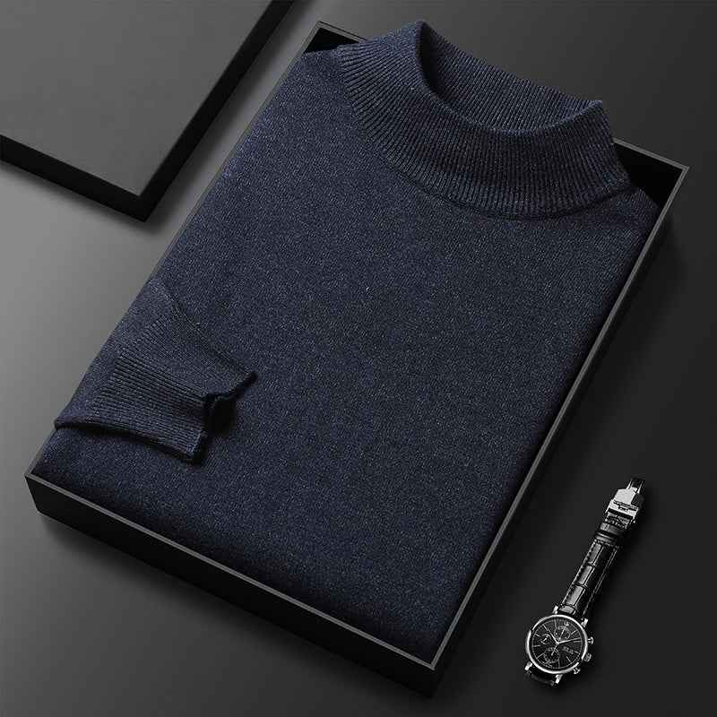 Men's Knitted Turtleneck Sweater – Regular Fit with Ribbed Trims – Long Sleeves