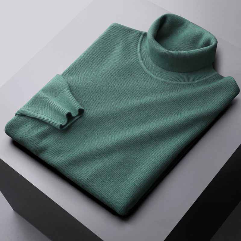 Men's Wool Turtleneck – Regular Fit – Ribbed Cuffs – Breathable Design