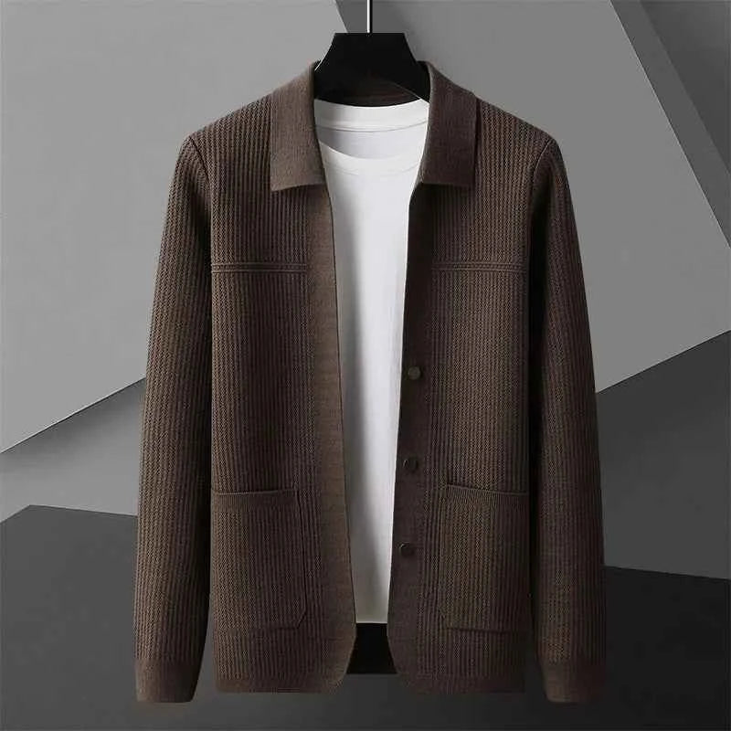 Men's Regular Fit Ribbed Button Front Cardigan