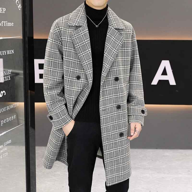 Men's Plaid Wool Coat