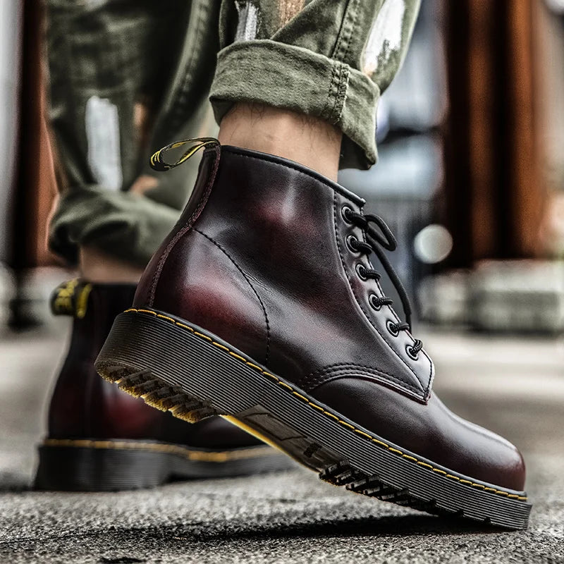 Heritage stitch ankle combat boot
