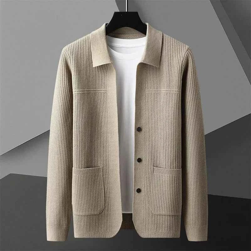 Men's Regular Fit Ribbed Button Front Cardigan