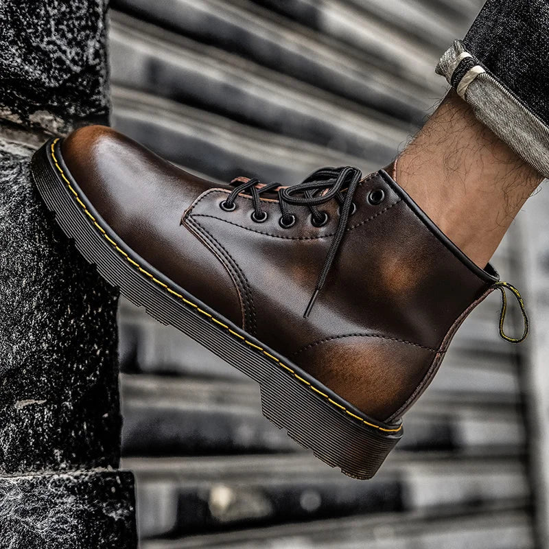 Heritage stitch ankle combat boot