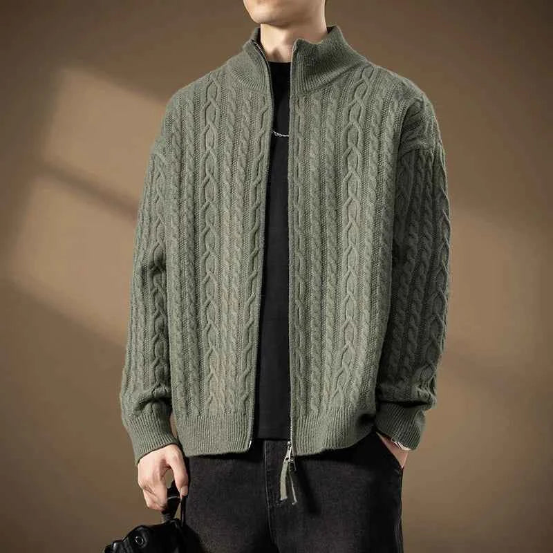 Men's Cable-Knit Zip Cardigan