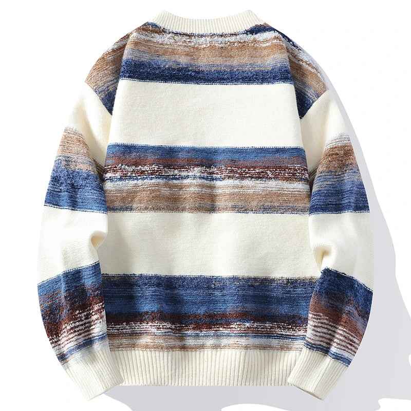 Men's Striped Cardigan - Cozy Knit Sweater