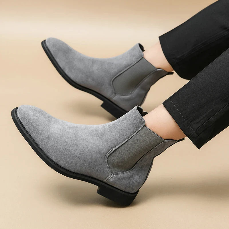 Pointed luxury suede ankle boots