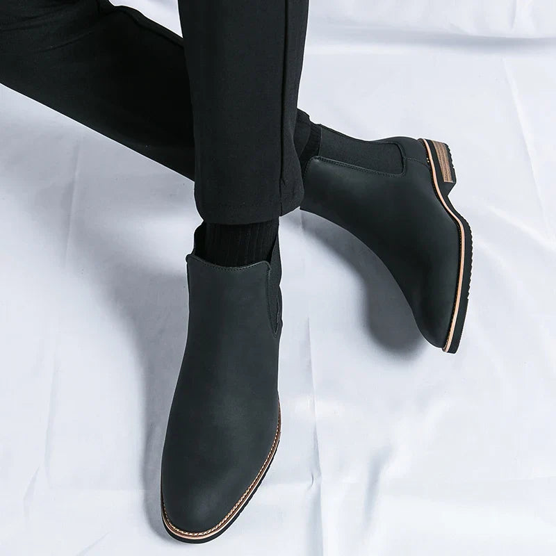 Leather high-top chelsea boots