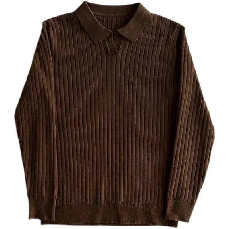 Men's Long Sleeve Striped Polo Shirt