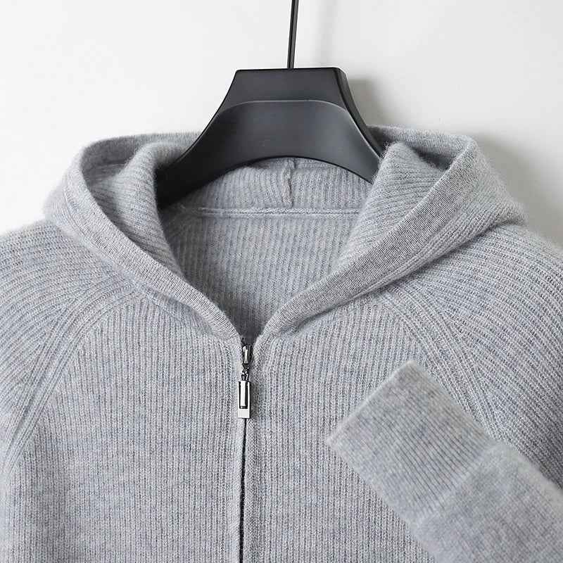 Men's Thick Knit Wool Zip Hoodie Cardigan - Autumn/Winter Jacket
