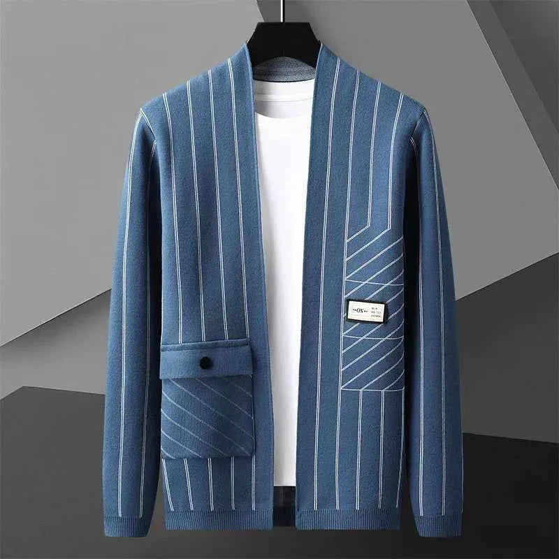 Men's Striped Cardigan - Stylish Knitwear for Casual Wear
