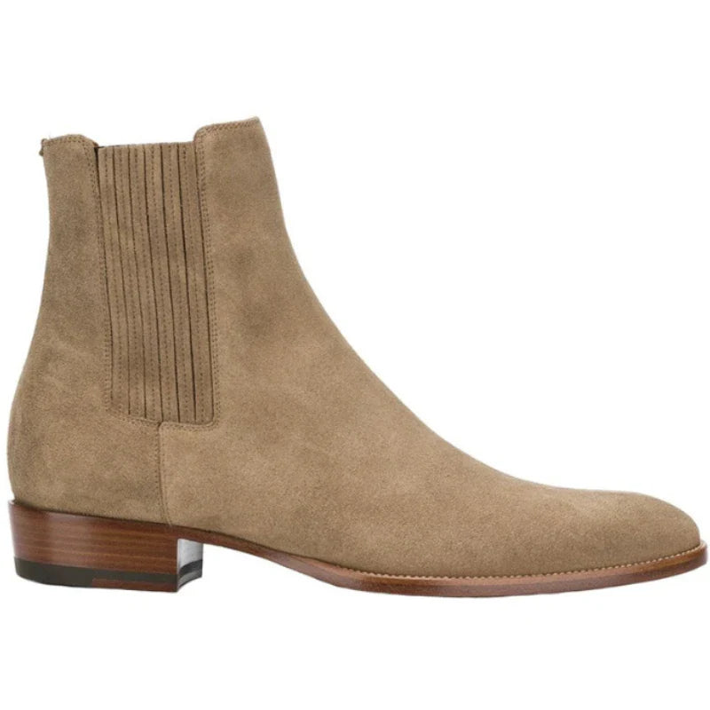 Suede chelsea boots with heel