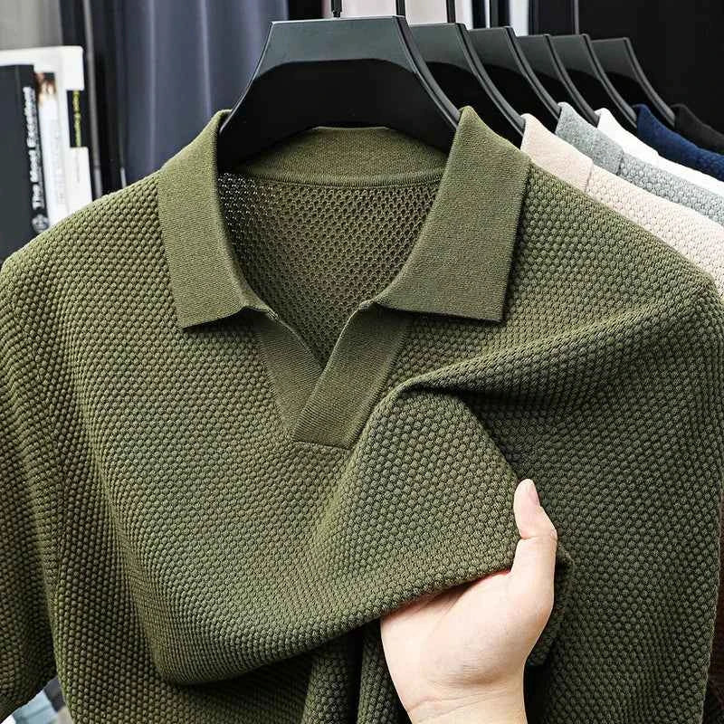 Men's Knit Polo Shirt - Stylish and Comfortable