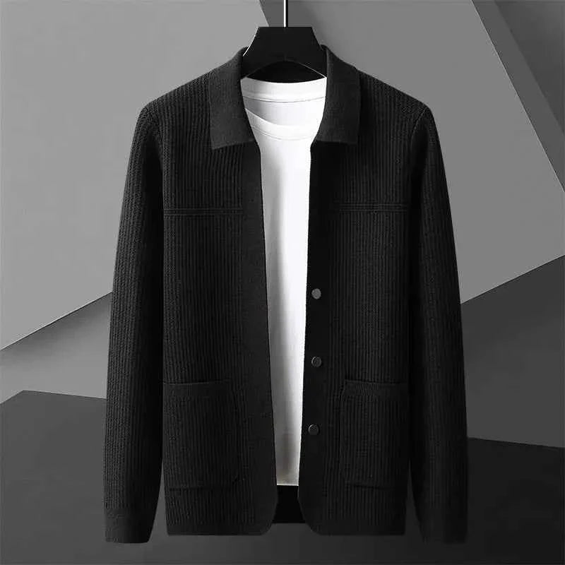 Men's Regular Fit Ribbed Button Front Cardigan