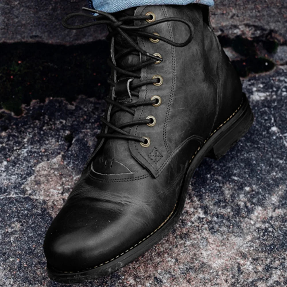 Men motorcycle leather casual boots