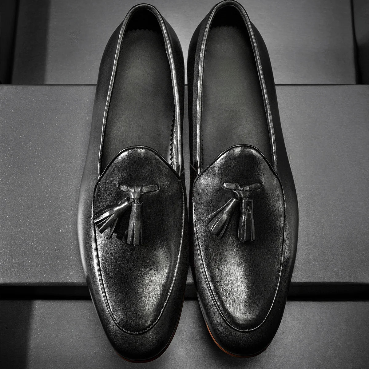 Brown patchwork tassel loafer