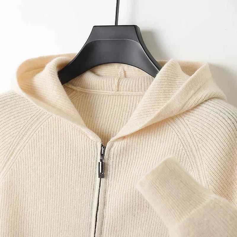 Men's Thick Knit Wool Zip Hoodie Cardigan - Autumn/Winter Jacket