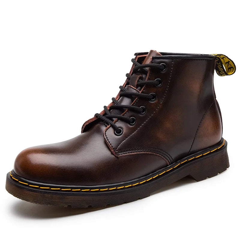 Heritage stitch ankle combat boot