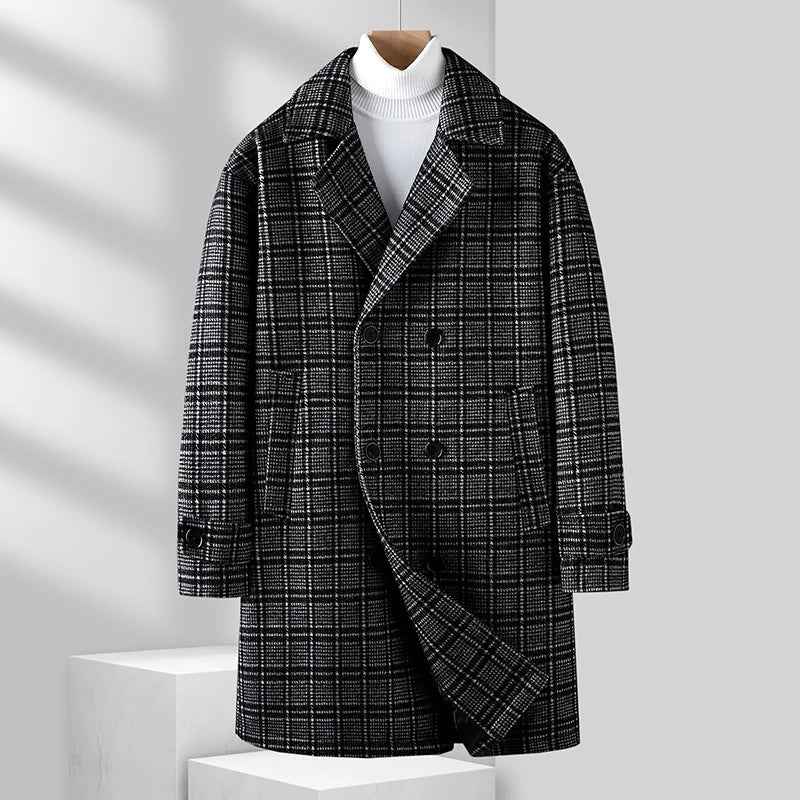 Men's Plaid Wool Coat