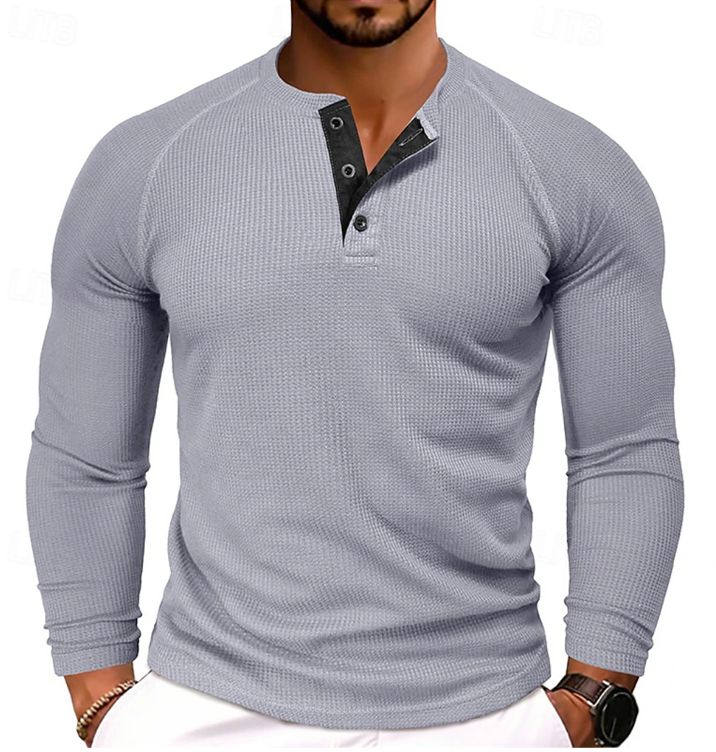 Men's Long Sleeve Henley Shirt