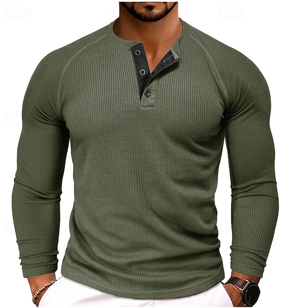 Men's Long Sleeve Henley Shirt