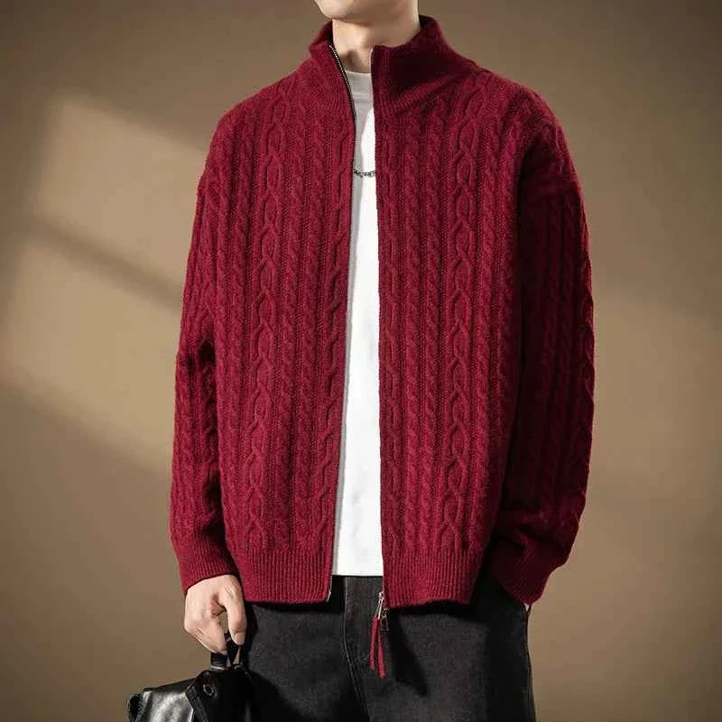 Men's Cable-Knit Zip Cardigan