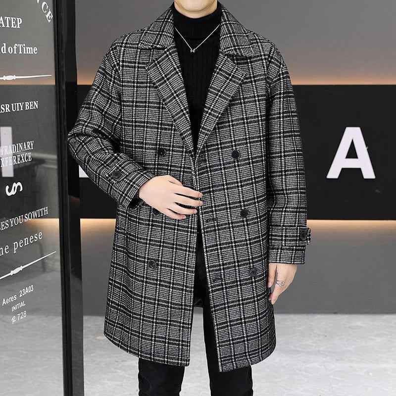Men's Plaid Wool Coat