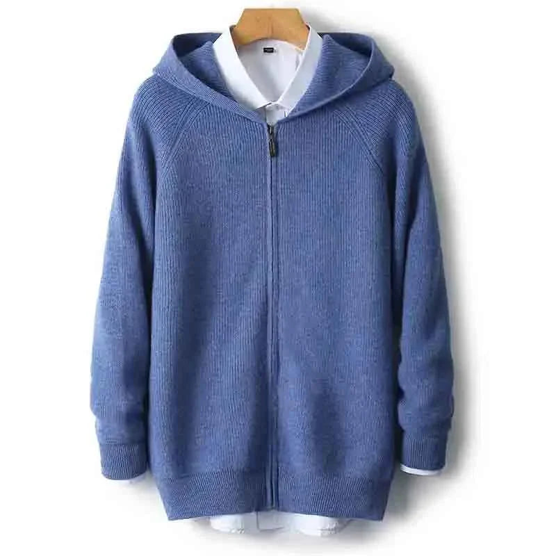 Wool Zip Hoodie Cardigan Men ‒ Thick Knit Autumn/Winter Zip Jacket