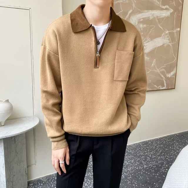 Men's Knitted Polo Sweater