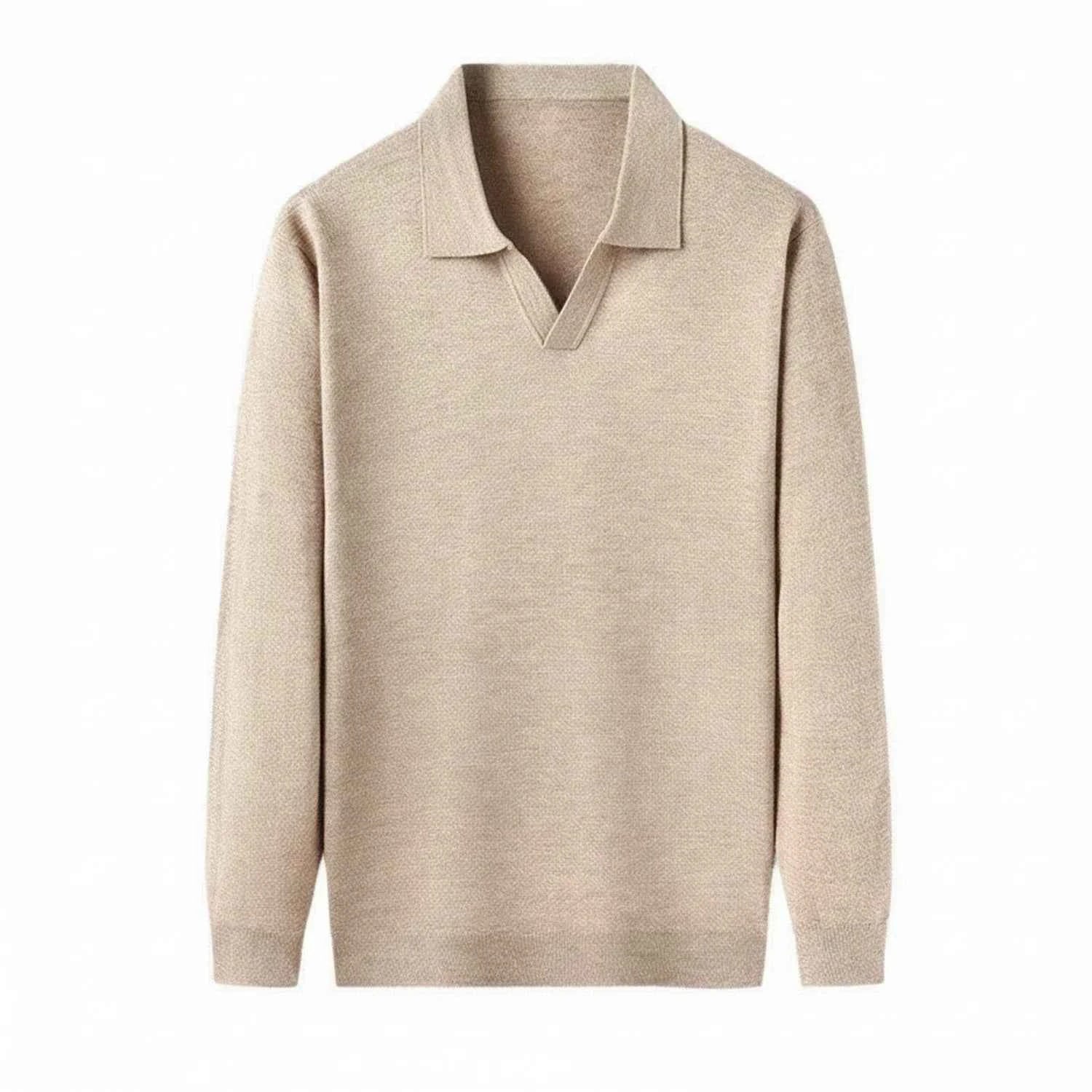 Men's Long-Sleeve Knit Polo Sweater