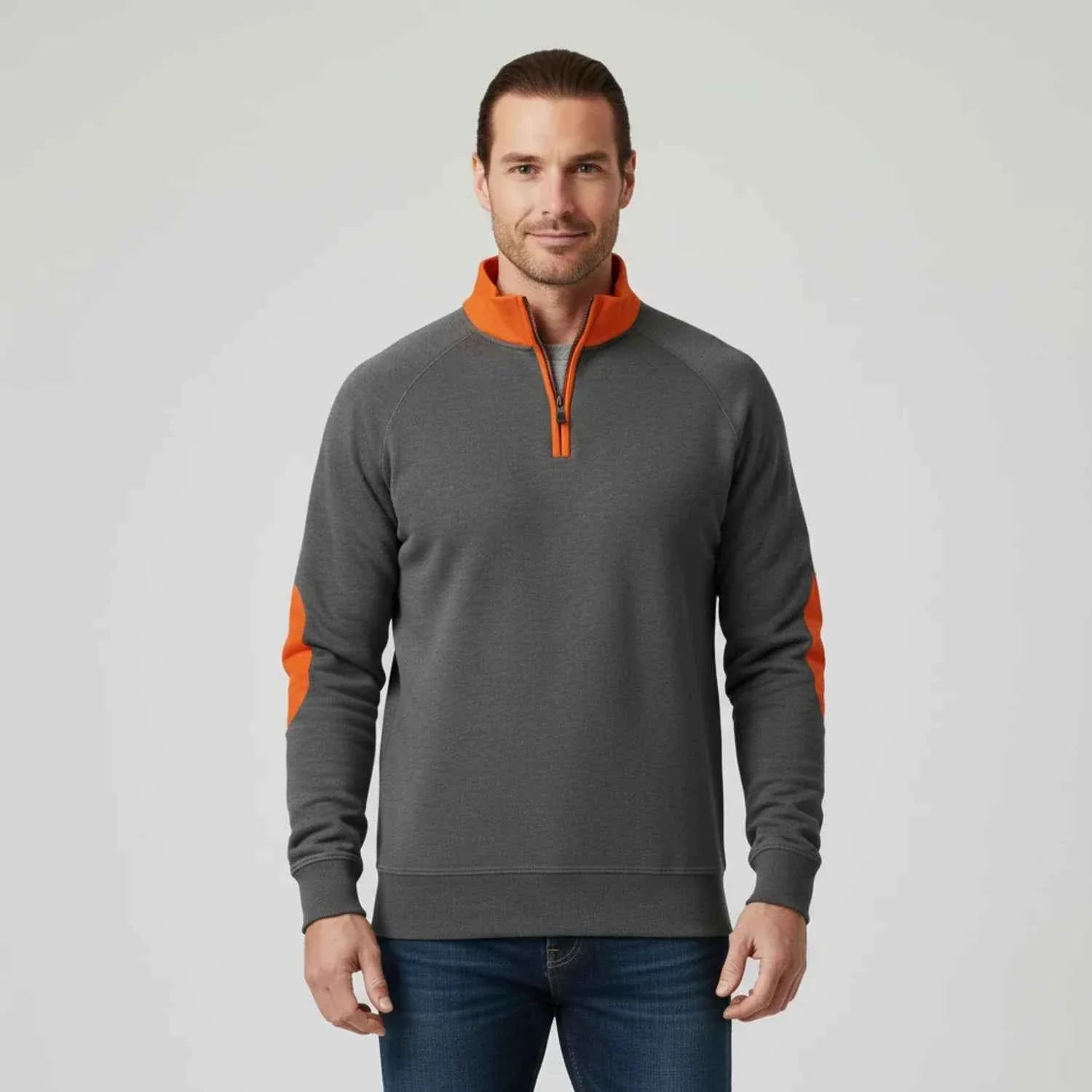 Men's Quarter Zip Elbow Patch Sweater